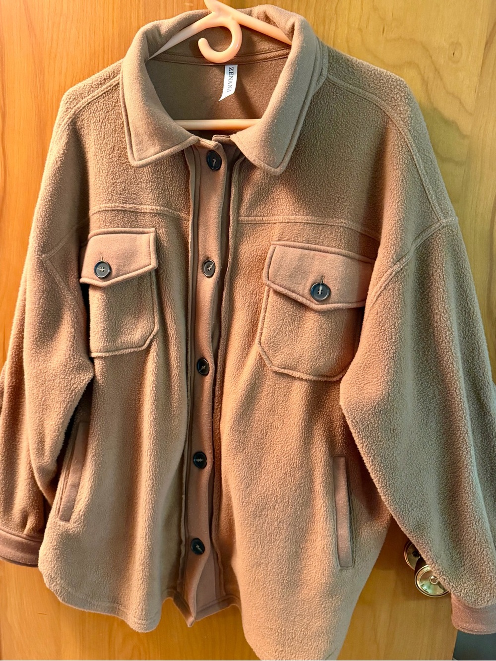 Zenana Outfitters Camel Teddy Fleece Shacket